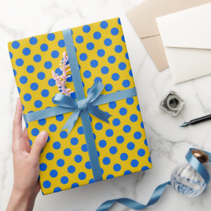 Papier Cadeau Ukraine Drapeau Pois Cadeau Bleu Et Jaune