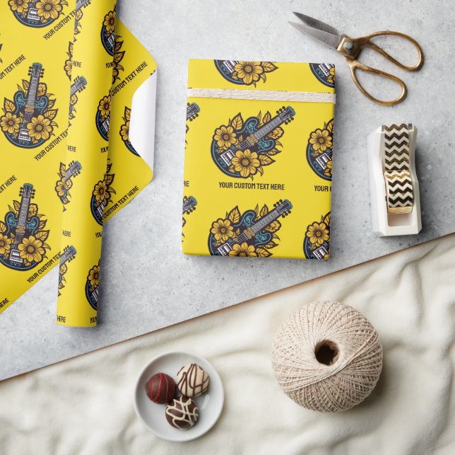 Papier Cadeau Ukulele de texte et de couleur personnalisée (Artisanat)