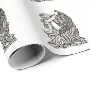 Papier Cadeau Un ange endormi sur la pierre