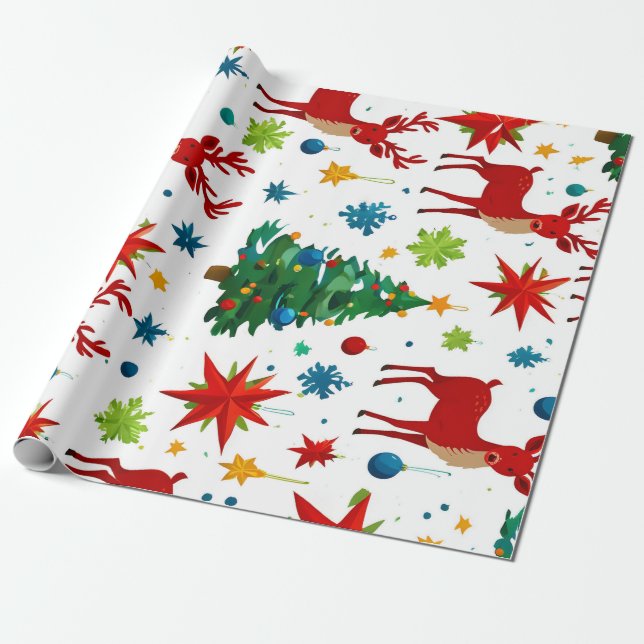 Papier Cadeau Un Art numérique Motif de Noël festif (Déroulé)