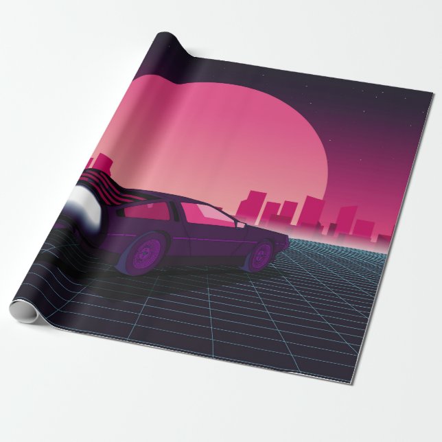 Papier Cadeau Un avenir rétro. arrière - plan sci-fi style année (Déroulé)