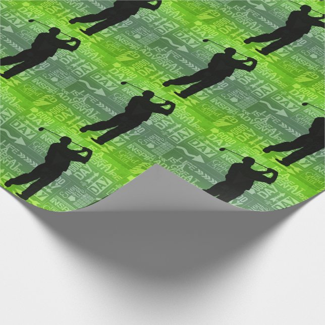 Papier Cadeau Un bon jour de Golfeur masculin thème en vert (Coin)