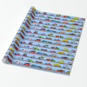 Papier Cadeau Un bon nombre d'amusement de camions badine le