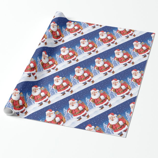 Papier Cadeau Un bon nombre de Santa ont pêché le papier (Déroulé)