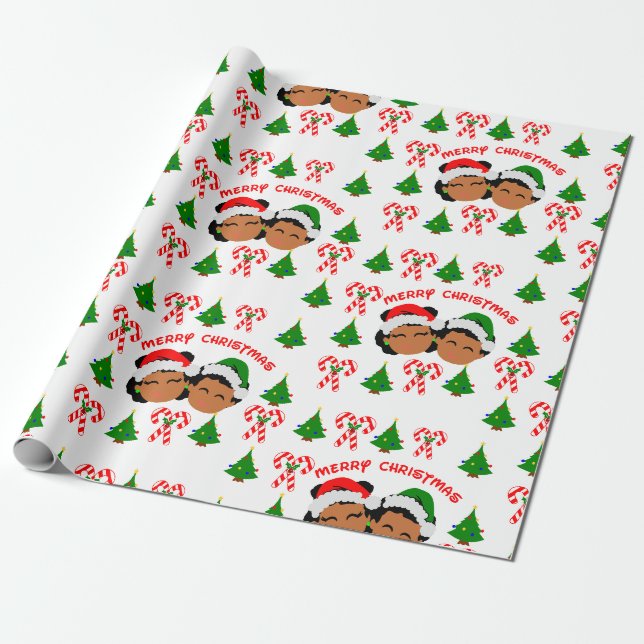Papier Cadeau Un cadeau de Noël pour les jumeaux afro-américains (Déroulé)