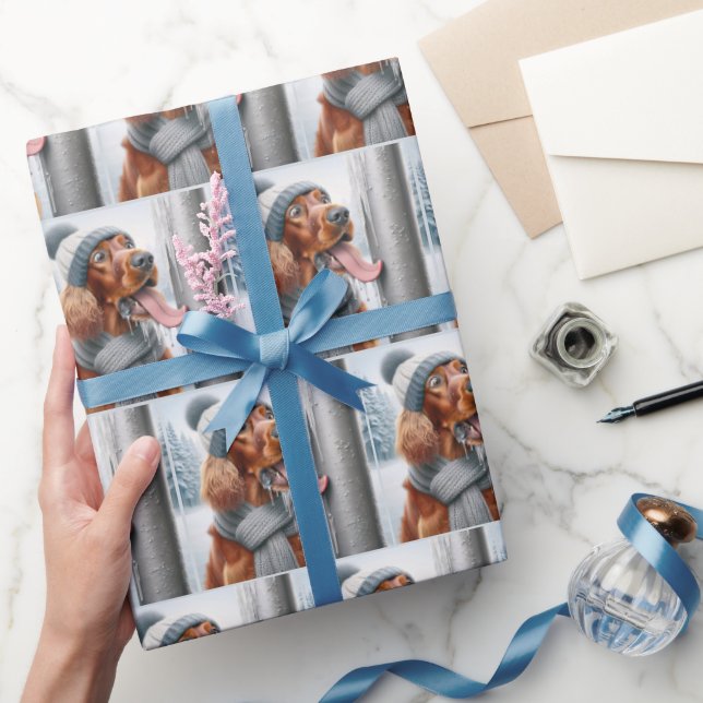 Papier Cadeau Un Chien Irlandais Qui Lève Un Polonais Froissé (Cadeaux)