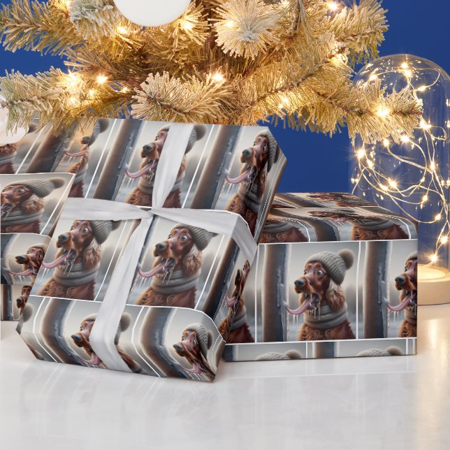 Papier Cadeau Un Chien Irlandais Qui Lève Un Polonais Froissé (Vacances)