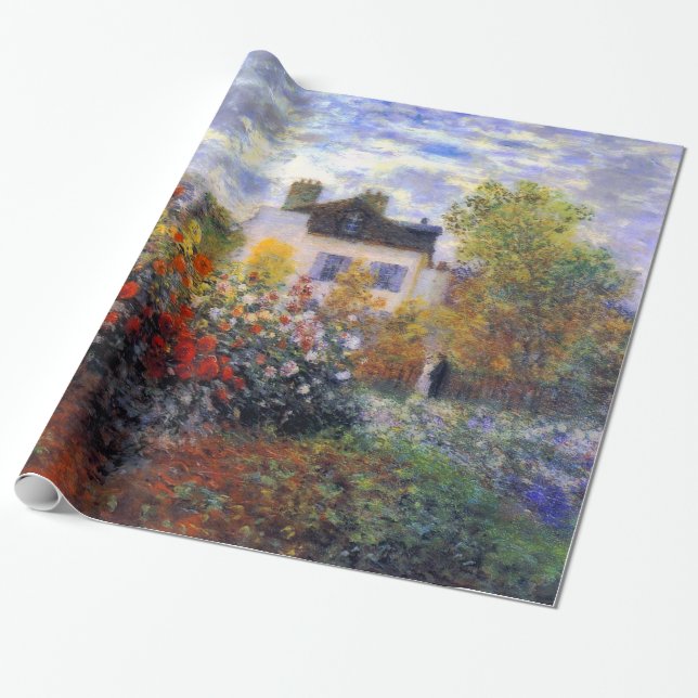 Papier Cadeau Un coin du jardin avec Dahlias Claude Monet (Déroulé)
