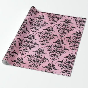 Papier Cadeau Un Damas noir unique en rose