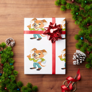 Papier Cadeau Un étudiant en chien de dessin se prépare pour l'é
