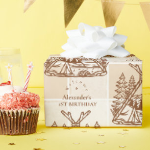 Papier Cadeau Un joyeux Camper Mountain Forest 1er anniversaire