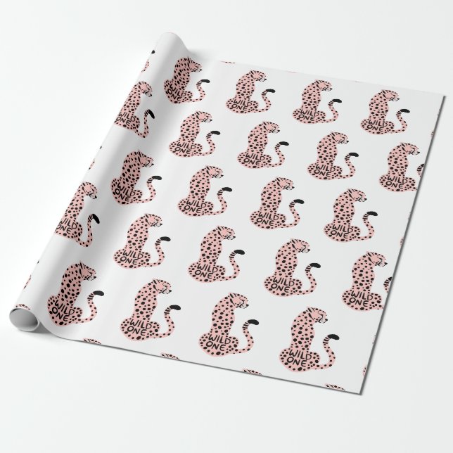 Papier Cadeau Un léopard rose sauvage (Déroulé)