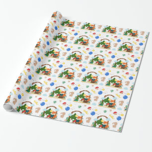 Papier Cadeau Un mignon renard et lapin dans la forêt