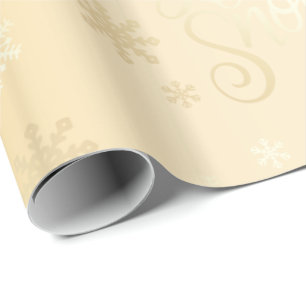 Papier Cadeau Un Noël d'or élégant pour la neige et les floco