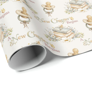 Papier Cadeau Un nouveau chapitre commence Shower de bébé sur le