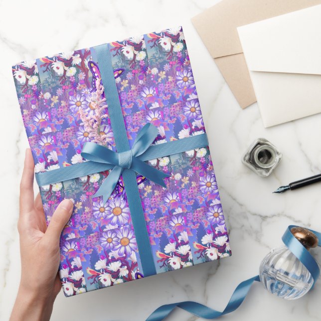 Papier Cadeau Un papier d'emballage paradisiaque violet (Cadeaux)