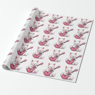 Papier Cadeau Un petit chaton jouant de la guitare