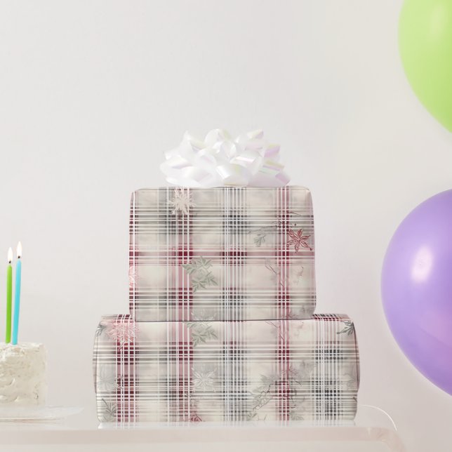 Papier Cadeau Un Tartan de Noël Floral Design série #13 (Cadeaux de fête)