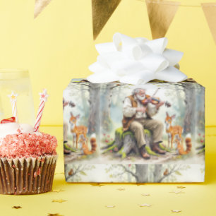 Papier Cadeau Un vieil homme qui joue à la flingue dans la forêt