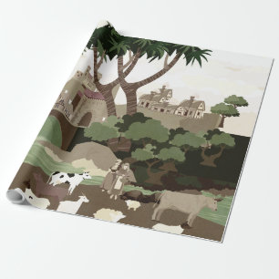 Papier Cadeau Un village du Moyen Âge