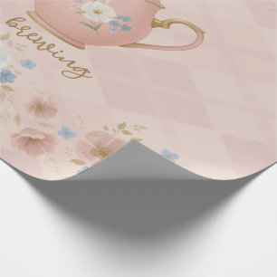 Papier Cadeau Une baby shower à l'effusion de thé Fuschia à carr