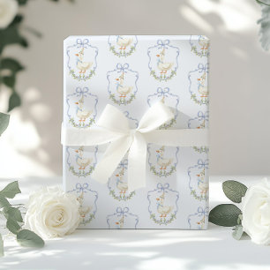 Papier Cadeau Une crête bleue de soie d'oie Bow Vintage Annivers