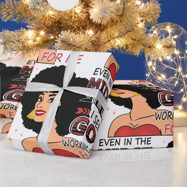 Papier Cadeau  Une femme noire faisant confiance à Dieu dans la  (Vacances)