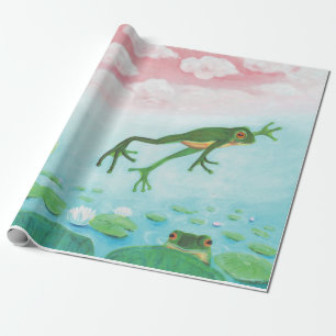 Papier Cadeau Une Grenouille S'Enfonce Dans L'Étang Illustration