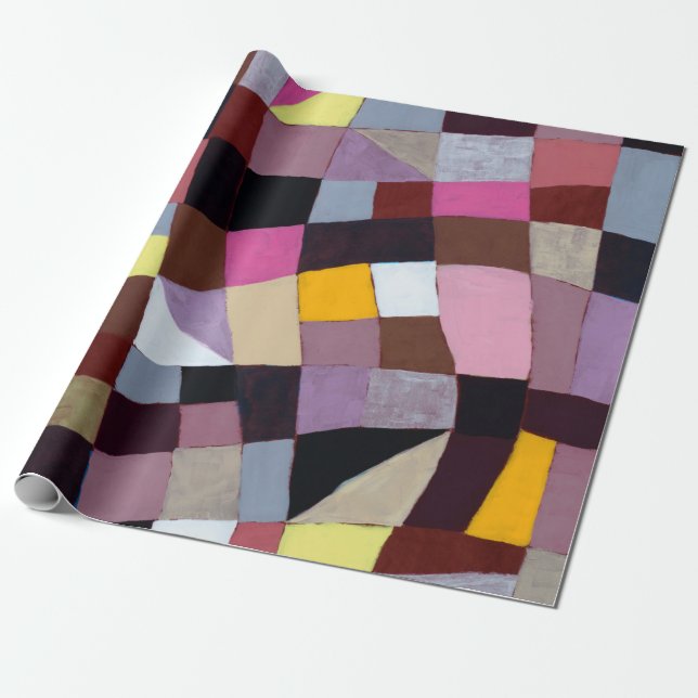 Papier Cadeau Une grille irrégulière, avec violets et jaunes (Déroulé)