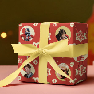 Papier Cadeau Une histoire de Noël Rétro Snowflake Motif
