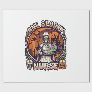 Papier Cadeau Une infirmière effrayante Halloween squelette poti