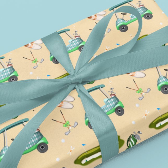 Papier Cadeau Une Journée De Motif De Golf (Créateur téléchargé)