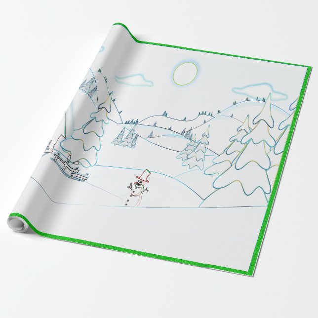 Papier Cadeau Une journée d'hiver froide - (Déroulé)