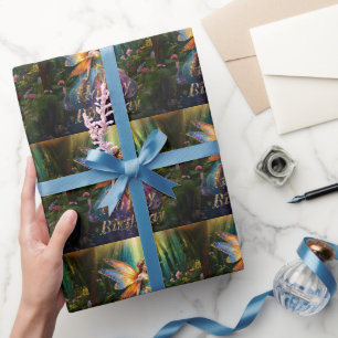 Papier Cadeau Une magique fée enchantée forêt Joyeux anniversair