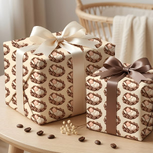 Papier Cadeau Une petite graine prépare du café Baby Shower