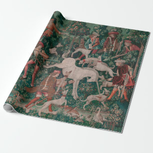 Papier Cadeau Unicorn Chasse Art Médiéval - Unicorn Se Défend