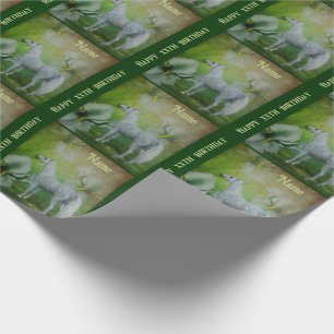Papier Cadeau Unicorn Lys blancs Imaginaire Cheval Personnalisé