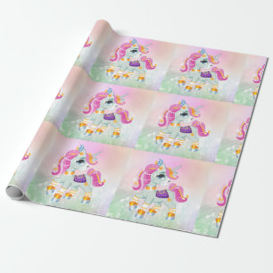Papier Cadeau Unicorn magique volant cheval magique licornes vol