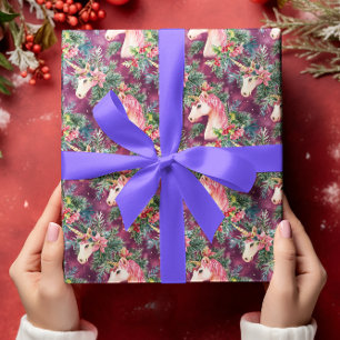 Papier Cadeau Unicorn Noël Fête Florale
