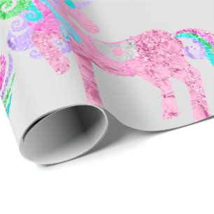 Papier Cadeau Unicorn Parties scintillant brillante rose assez a
