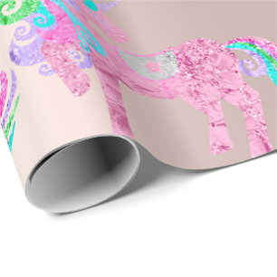 Papier Cadeau Unicorn Parties scintillant brillante rose assez b