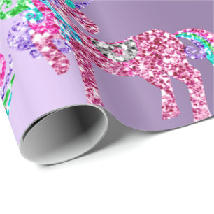 Papier Cadeau Unicorn Parties scintillant brillante rose assez V