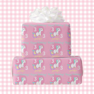 Papier Cadeau Unicorn Petit cadeau d'anniversaire de fille rose