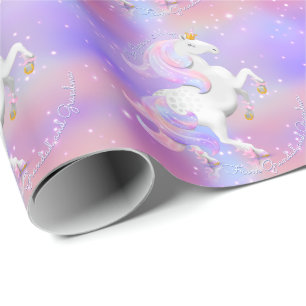 Papier Cadeau Unicorn Princess Candy Floss Sparkles Personnalisé
