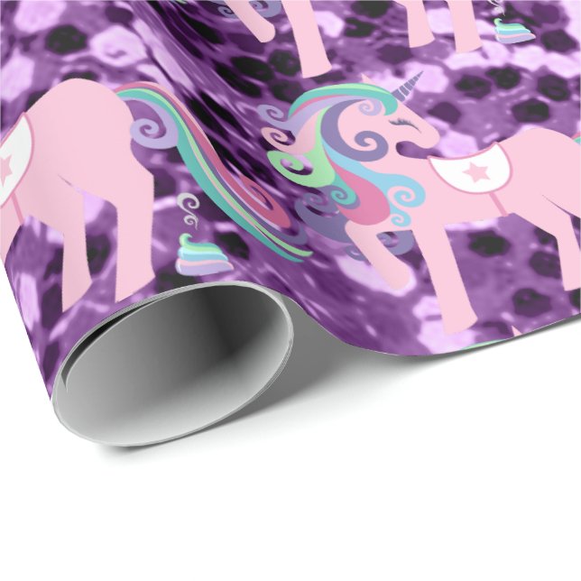 Papier Cadeau Unicorn Sparkl Parties scintillant rose Sequin Bab (Coin rond)