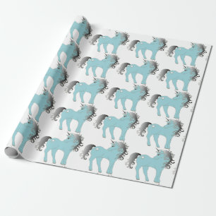 Papier Cadeau Unicorne bleue