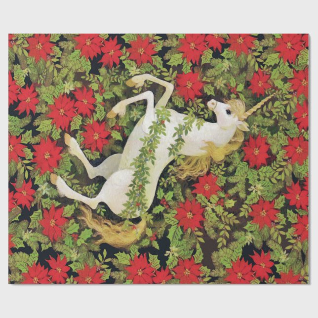 Papier Cadeau Unicorne de Noël (Plat)