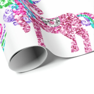Papier Cadeau Unicorne douce Parties scintillant brillante rose