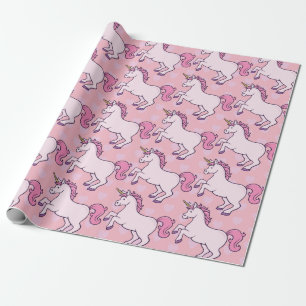 Papier Cadeau Unicorne et Motif de coeur personnalisables