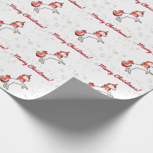 Papier Cadeau Unicorne magique moderne Snowflakes Joyeux Noël 